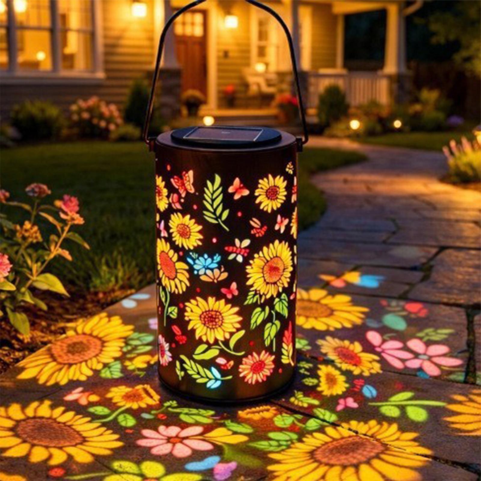 Outdoor Lighting Pathway - Zonnebloem zonnelantaarn weerbestendig metaal kleurrijke zonnebloem