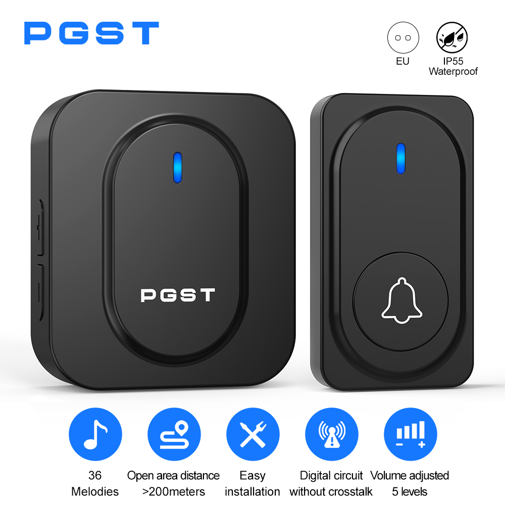Outdoor Lighting Wireless - PGST draadloze deurbel 36 klokkenspel LED-licht