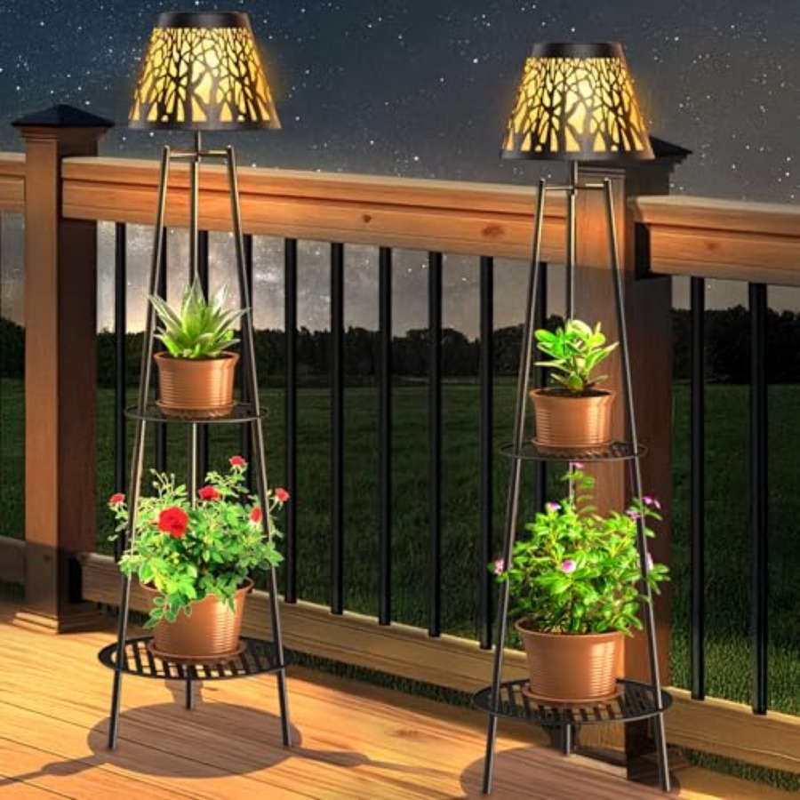 Outdoor Lighting Waterproof - 2-pack buitenlamp op zonne-energie met plantenstandaard,