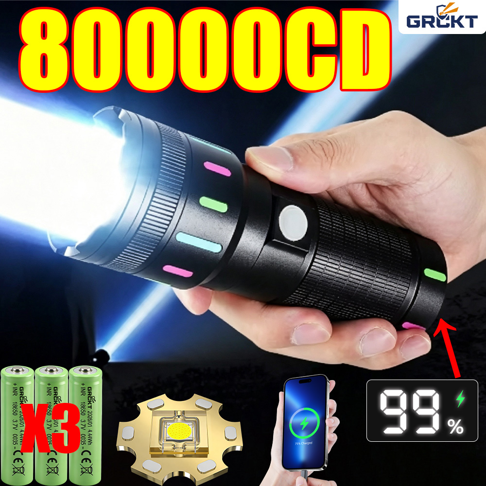 Outdoor Lighting Black - 80000CD Meest krachtige LED-zaklamp, krachtige tactische